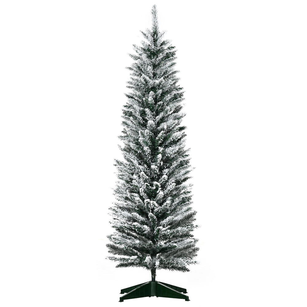 5ft Tall Pencil Artificial Christmas Tree, Holiday With Snow Flocked Branches, Green EX-STOCK Canada 