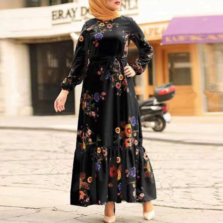 Turkish Muslim Women's Long Sleeve Printed Robe - EX-STOCK Canada