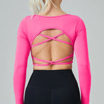Quick Drying Clothes Outdoor Long Sleeve Cross Beauty Back Workout Clothes Sports Top - EX-STOCK CANADA