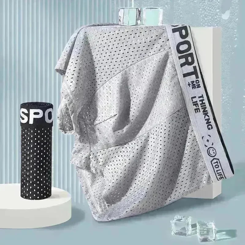 Men's Underwear Mid Waist Mesh Ice Silk Mesh SPORT Boxer Brief - EX-STOCK CANADA