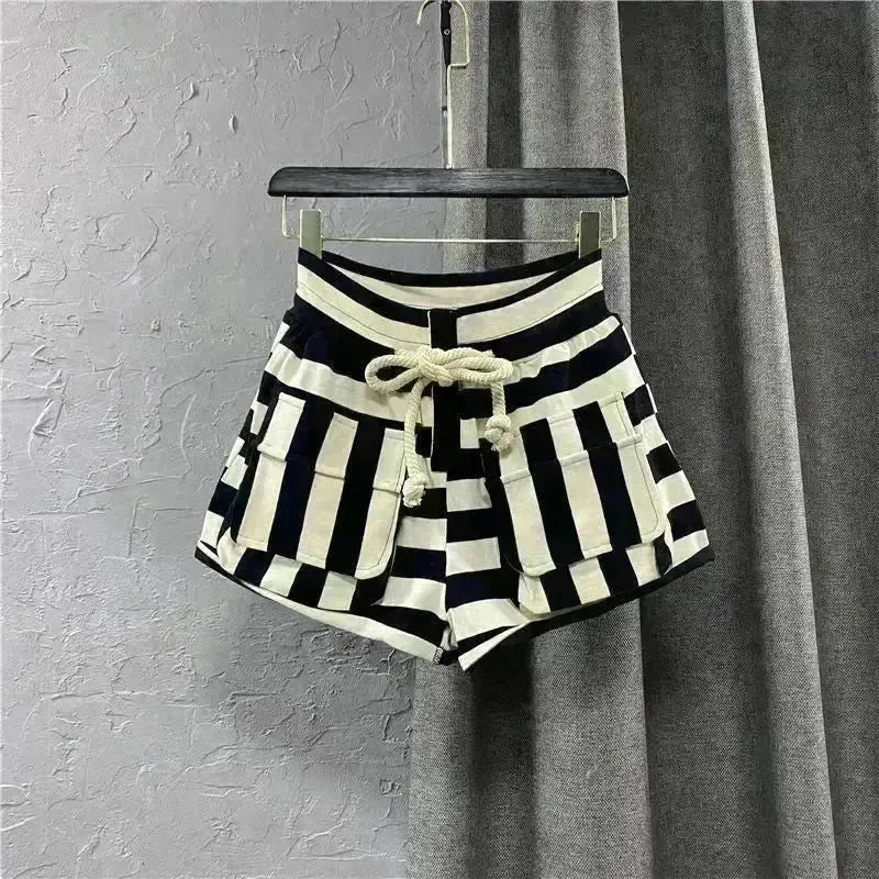 Striped Casual Cargo Shorts Women Hot Pants - EX-STOCK CANADA