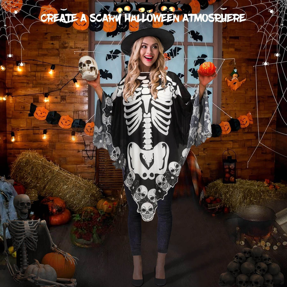 Halloween Lace Poncho Plus Size Halloween Skeleton Cape Day Of The Dead Costumes For Women 59 Inches X 59 Inches -Selling On Amazon Is Prohibited - EX-STOCK Canada
