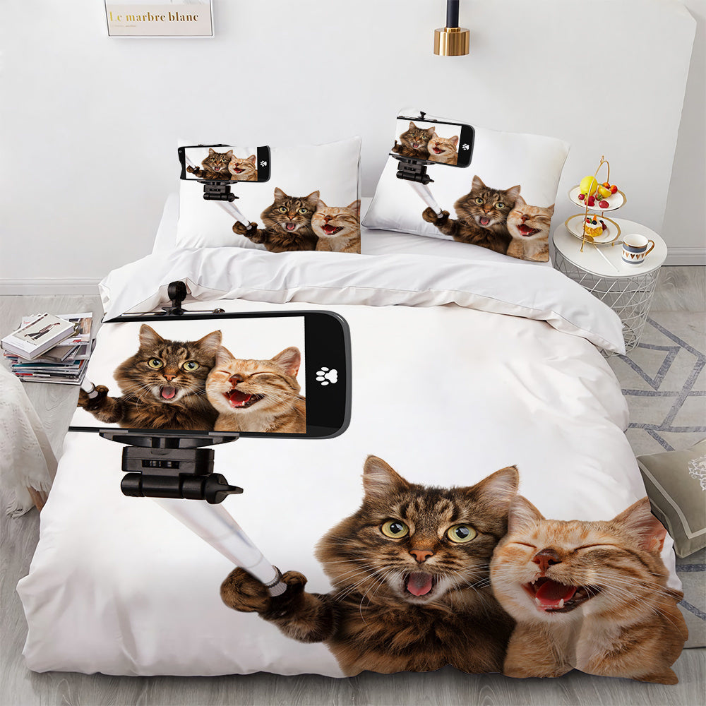 White Cute Cat Bedding Set Girl Ladies Bedroom Comfort Duvet Cover EX-STOCK Canada 