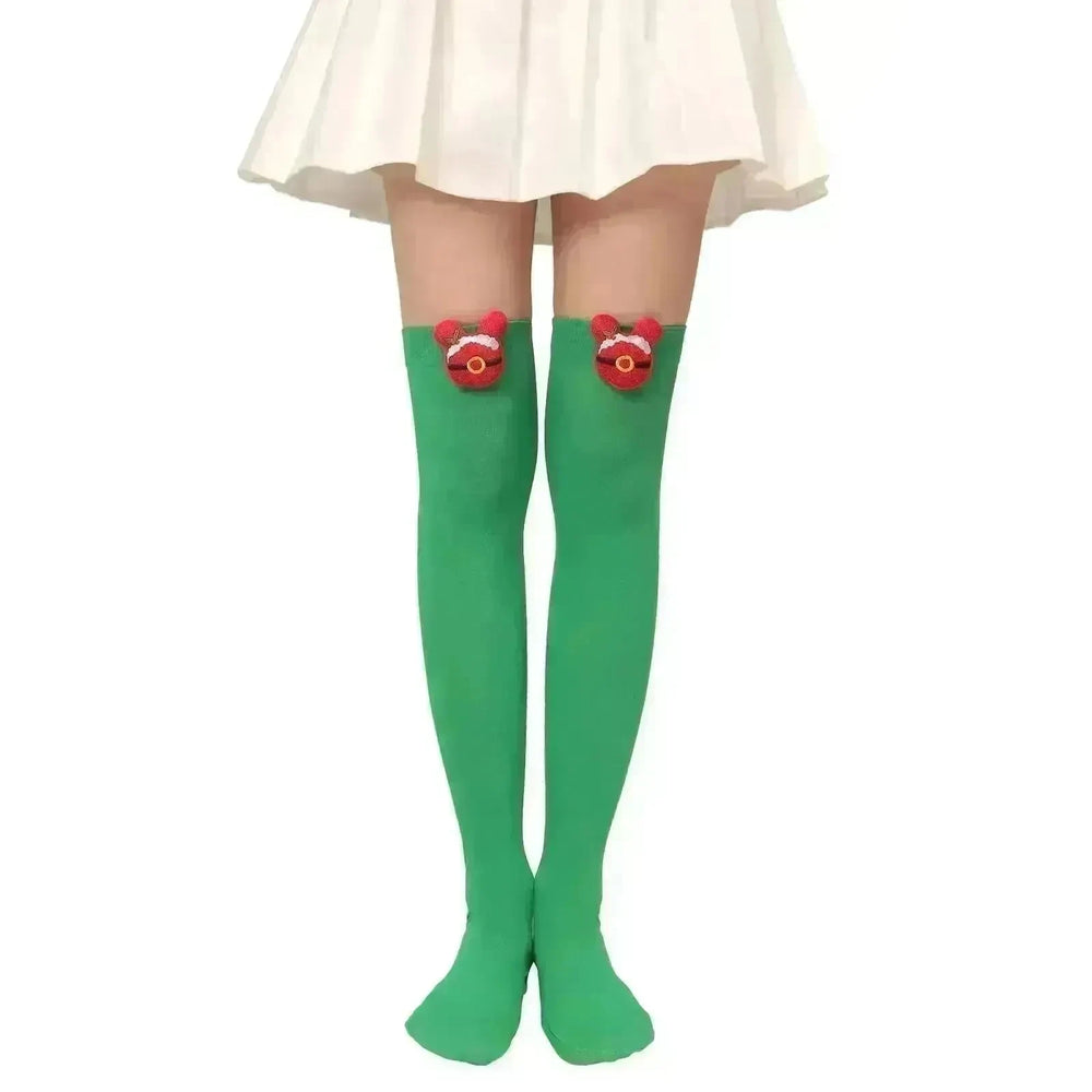 Christmas Plush Doll Knee Socks Bow Stockings - EX-STOCK CANADA