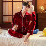 2pcs Couple Gold Velvet Long Sleeve Pajamas set - EX-STOCK Canada