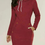 Women New hooded zipper pullover mid-length sweater - EX-STOCK CANADA