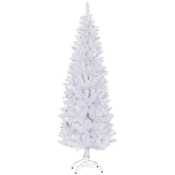 6ft Tall Pencil Artificial Christmas Tree With 479 Branch Tips With Steel Base, White EX-STOCK Canada 
