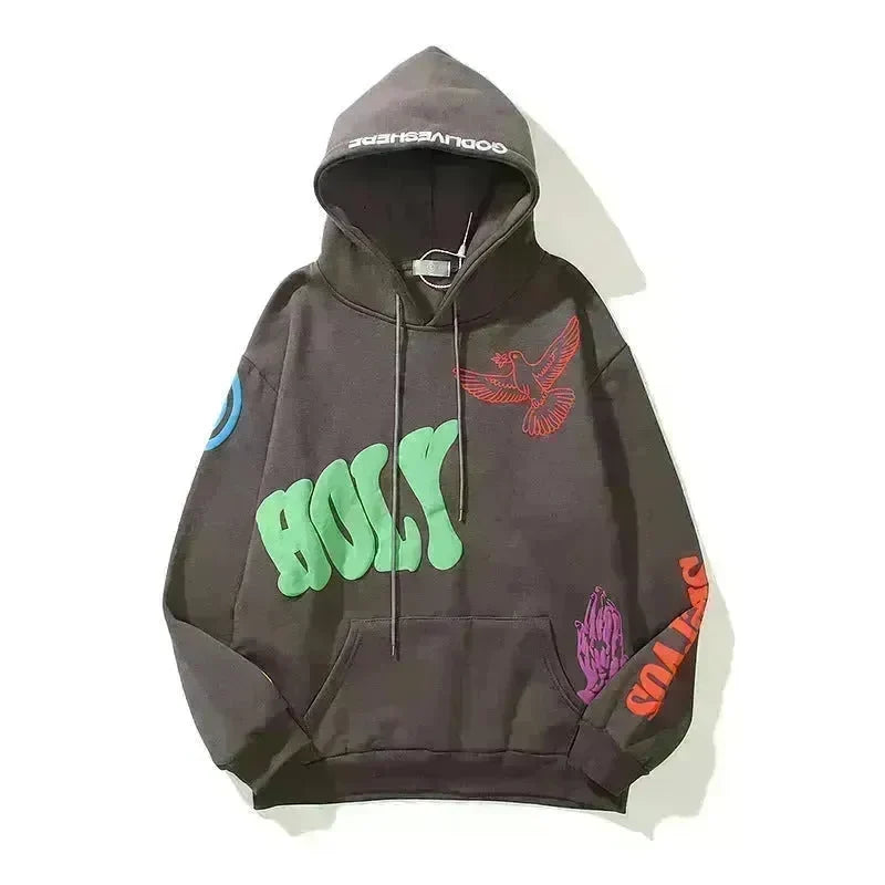 Women High Street Three-dimensional Foam Graffiti Printed Hoodie In Autumn And Winter - EX-STOCK CANADA