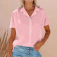 Spring Summer Lapel Cotton And Linen Casual short sleeve Shirt For Women - EX-STOCK CANADA