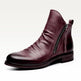 Men's Side-Zip Ankle Boots | Ruched PU Leather | Black Brown Grey Dark Brown