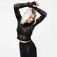 Elegant Slim-fit Tulip Flocking transparent lace top bodycon top women - EX-STOCK CANADA
