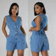 Fashion Casual Sleeveless High Waist Women's Denim Shorts Suit Denim 2 piece sets - EX-STOCK Canada