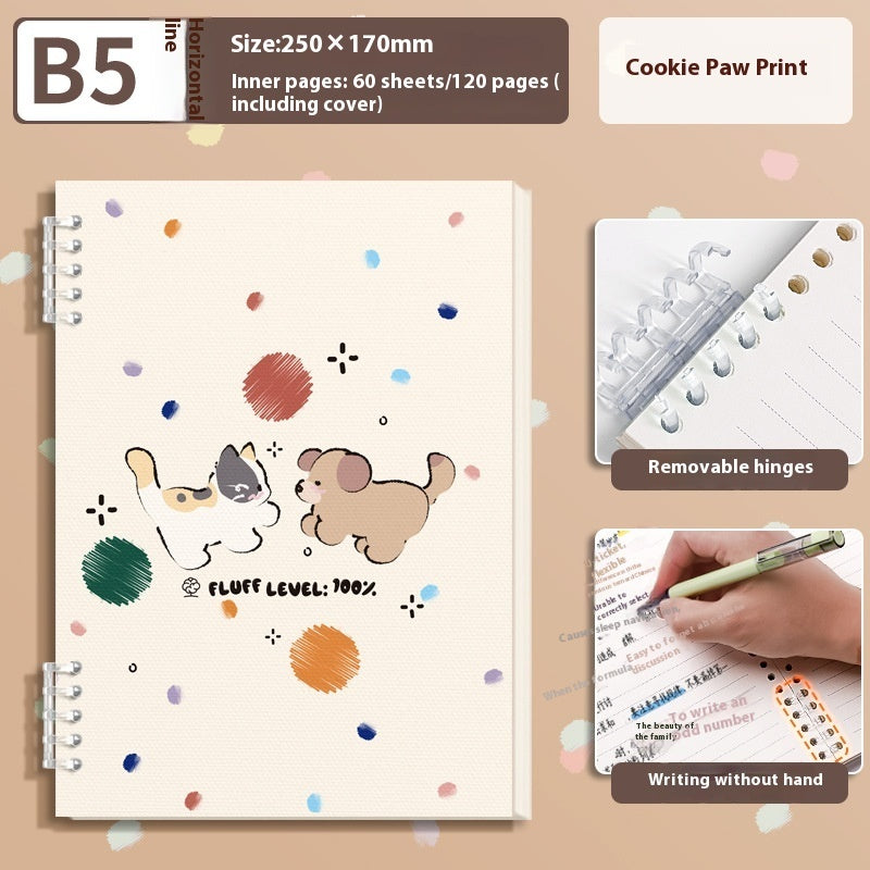 Notebook with cartoon designs on a beige background