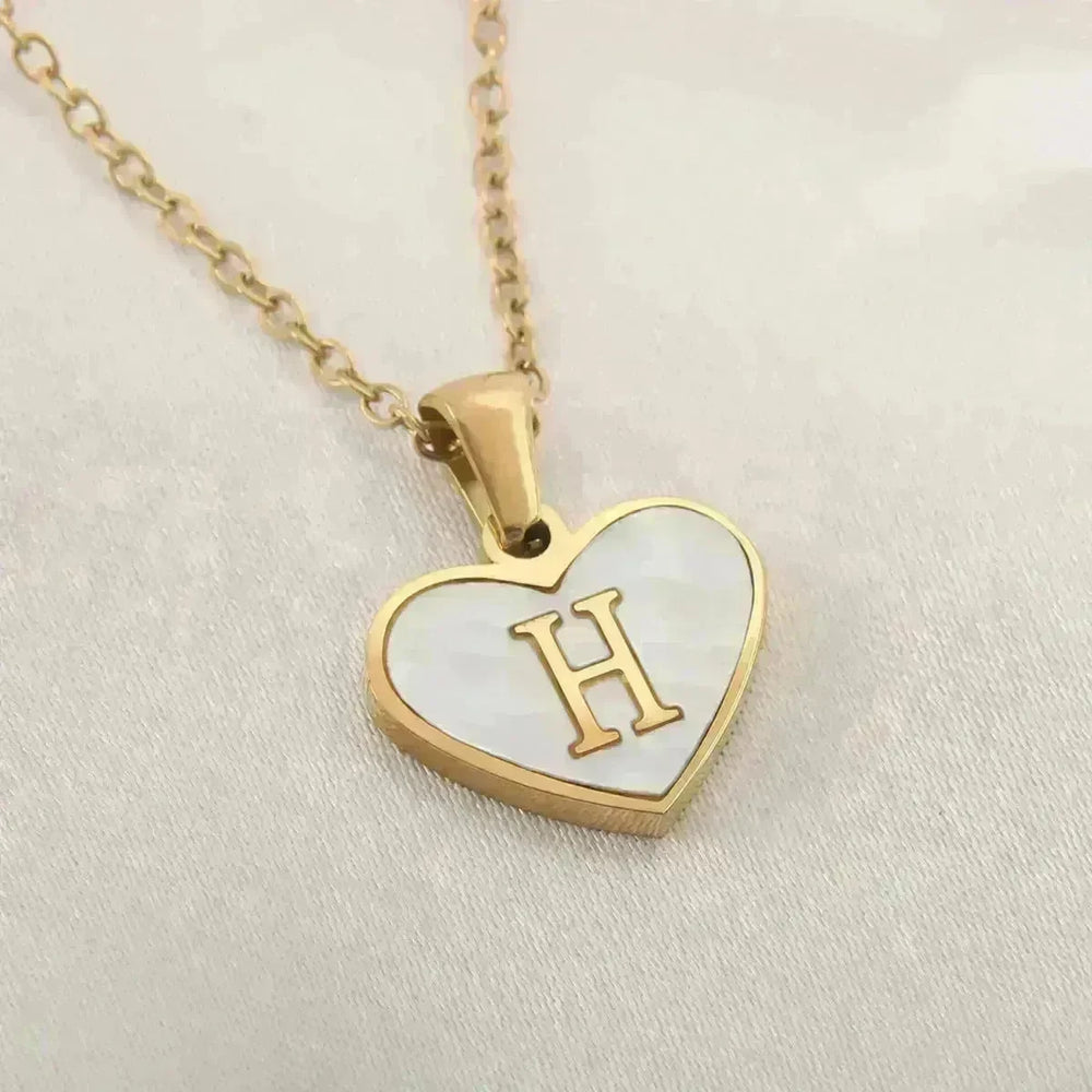 26 Letter Heart-shaped Necklace White Shell Love Clavicle Chain Fashion Personalized Necklace For Women Jewelry Valentine's Day - EX-STOCK CANADA