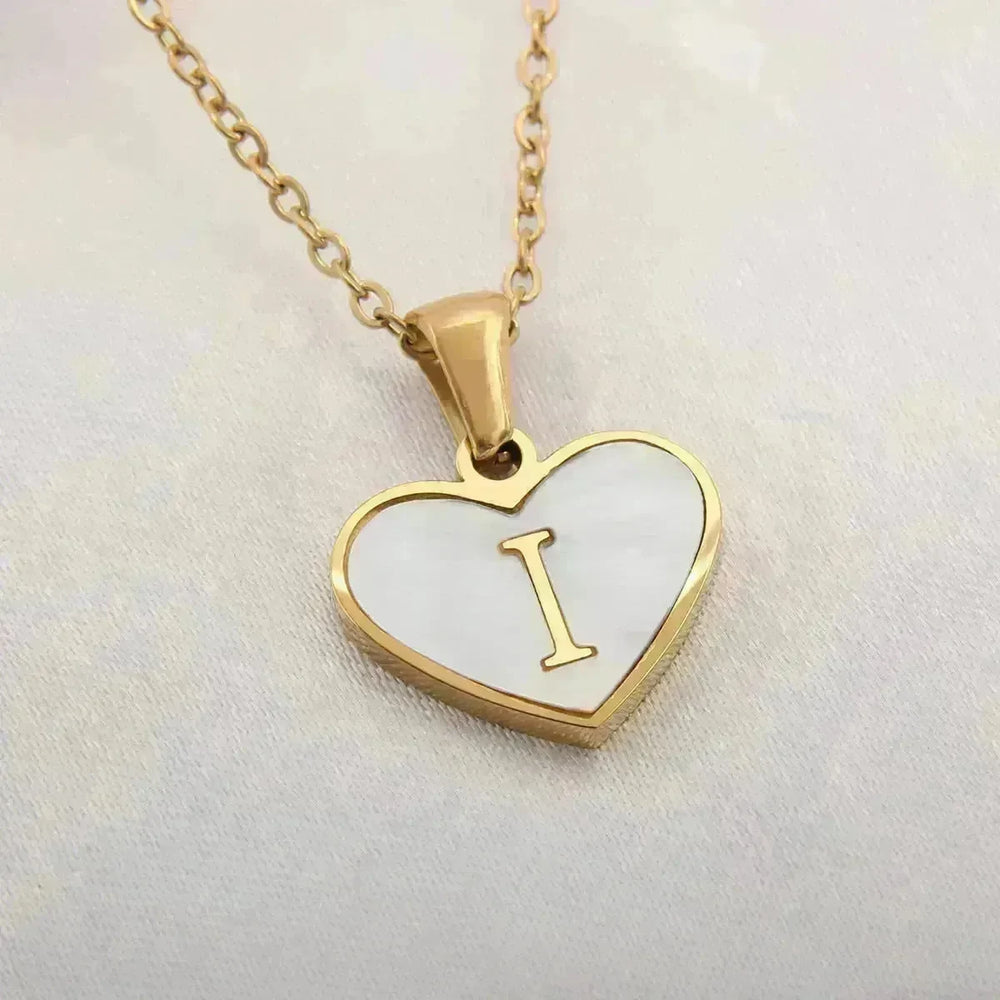 26 Letter Heart-shaped Necklace White Shell Love Clavicle Chain Fashion Personalized Necklace For Women Jewelry Valentine's Day - EX-STOCK CANADA
