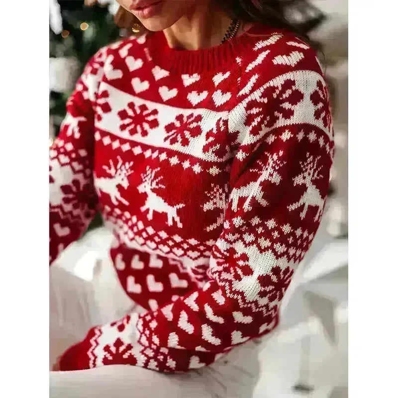 Christmas Elk Long Sleeve Knitted Sweater - EX-STOCK CANADA