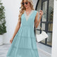 V-neck Dresses Women Sleeveless Pleated Ruffle Elegant Dress Beach Summer - EX-STOCK Canada
