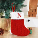 Cute Letters Christmas Stockings Decorative Creative Tree Pendant Wool Knitted Socks - EX-STOCK CANADA