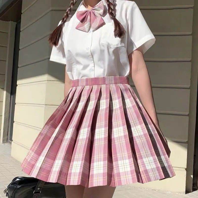 Student Jk Plaid Skirt Preppy Style Mini Pleated Kilt Skirt - EX-STOCK Canada