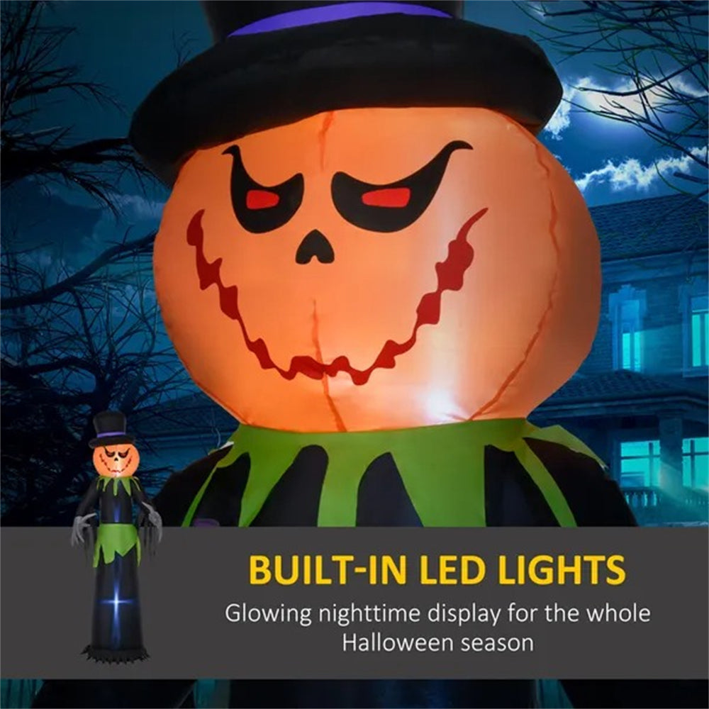 8ft Halloween Inflatable Pumpkin Head Ghost In A Hat, Outdoor Blow-Up Decoration With LED Lights For Yard Display EX-STOCK Canada 