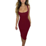 Summer sexy vest dress Europe and the United States large size women's high elasticity pregnant women can wear dresses - EX-STOCK CANADA