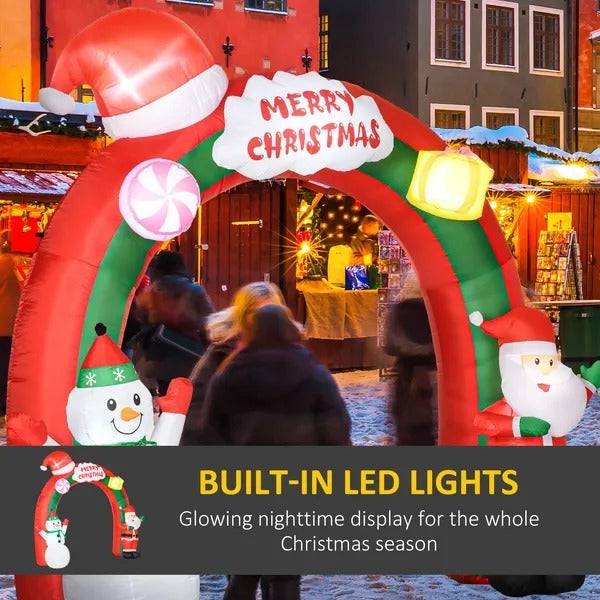 9ft Christmas Inflatable Archway With Santa Claus And Snowman For Outdoor, Blow Up Decoration With LED Lights EX-STOCK Canada 