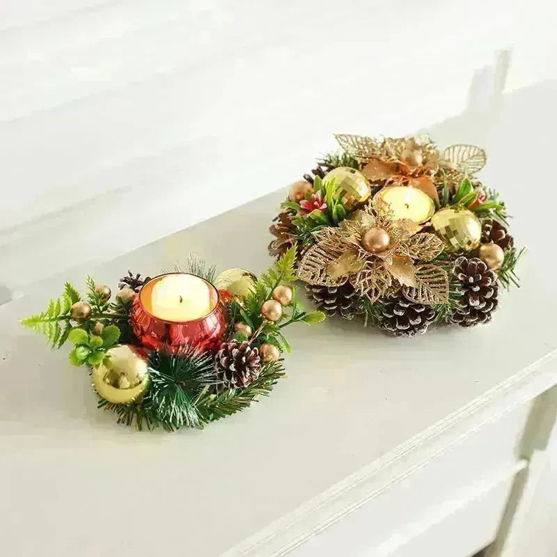 Christmas candle wreath Xmas New Year candle holders decors - EX-STOCK CANADA