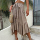Women's Mid-length Lace-up Irregular Stitching Ruffle Midi Skirt - EX-STOCK Canada