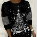 Christmas Tree Print Casual Loose Top - EX-STOCK CANADA