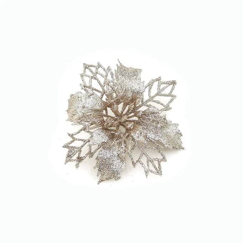 Glitter Artifical Christmas Flowers Christmas Tree Decorations For Home Fake Flowers Xmas Ornaments New Year Decor - EX-STOCK Canada