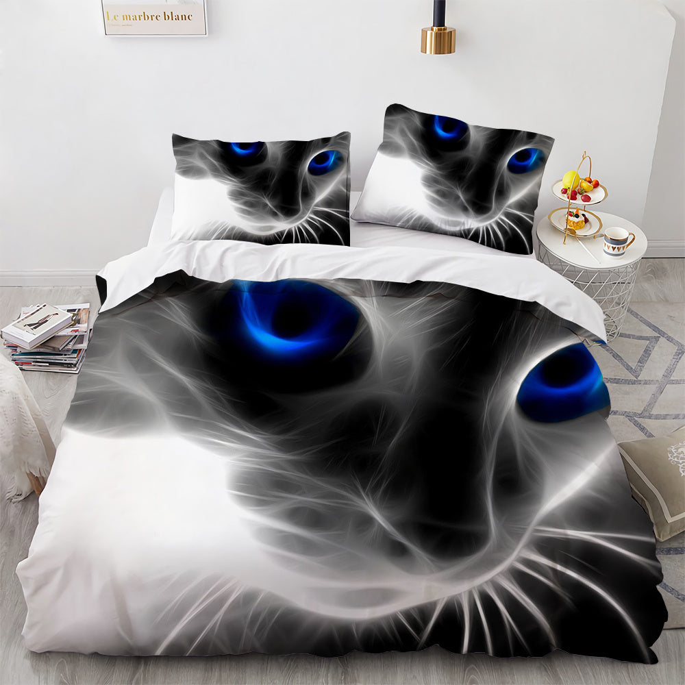 White Cute Cat Bedding Set Girl Ladies Bedroom Comfort Duvet Cover EX-STOCK Canada 