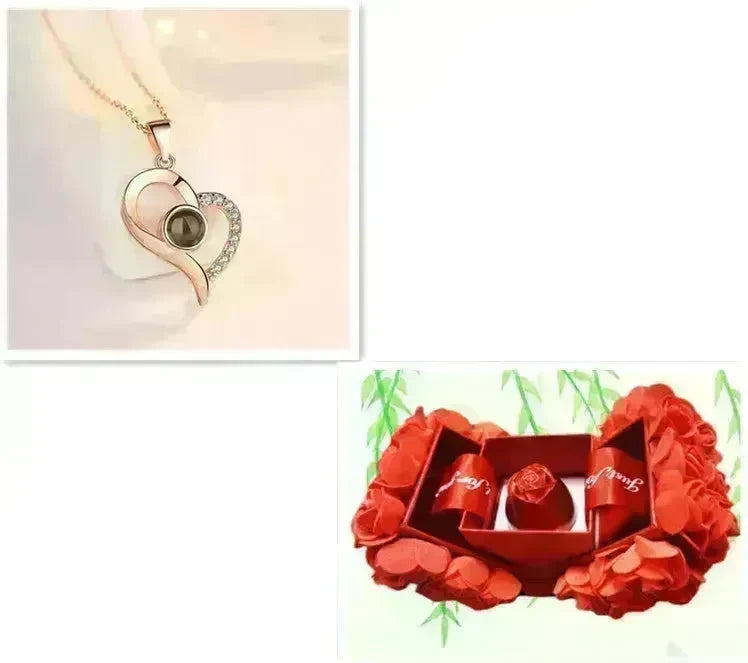 Hot Valentine's Day Gifts Metal Rose Jewelry Gift Box Necklace For Wedding Girlfriend Necklace Gifts - EX-STOCK CANADA