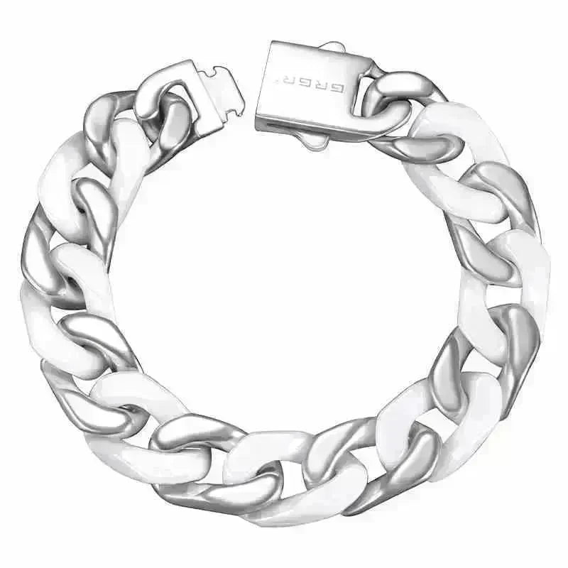 Spliced White Ceramic Cuban Link Chain Bracelet - EX-STOCK CANADA
