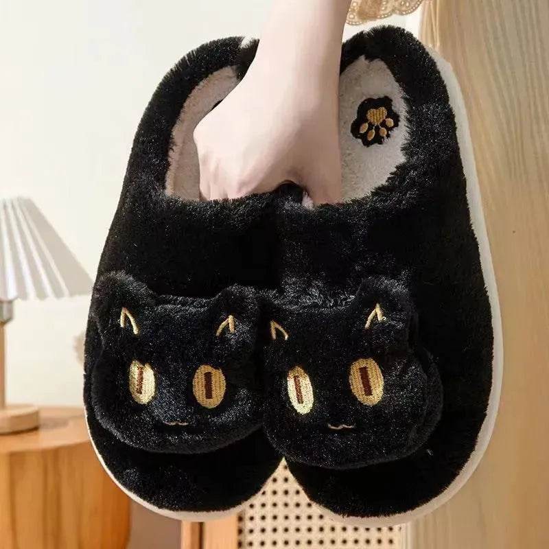 Winter Cotton Cat Slippers Soft Plush Comfy Warm Couple Slip-On House Cute Cat Face Slippers For Winte - EX-STOCK Canada