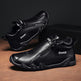 Men's Side-Zip Low-Top Casual Shoes | Black, White & Khaki | 39–44