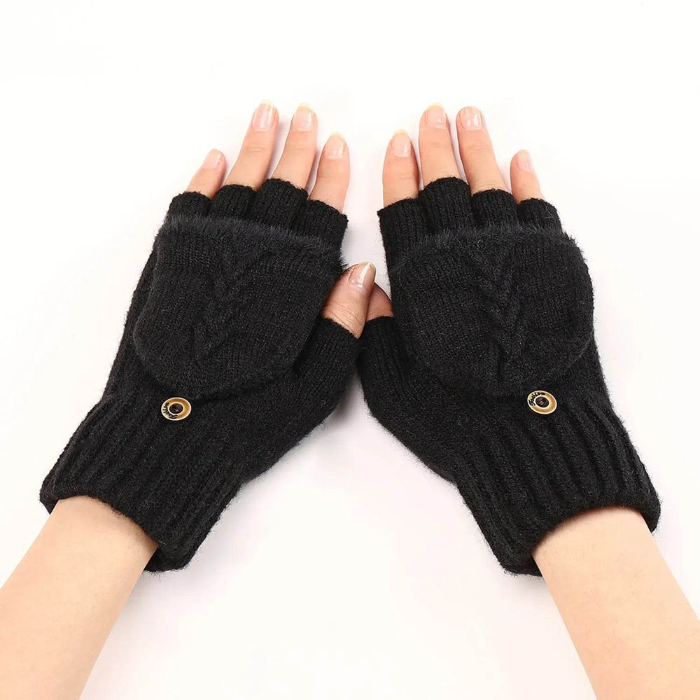 Wool Fingerless Gloves Women's Warm Fashionable Knitted Half Finger Oversleeves - EX-STOCK Canada