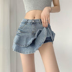 Women's White High Waist flared Mini Denim Skirt golf skirt - EX-STOCK Canada
