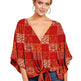 New V Neck Blouse Women Leopard Print Floral Tie Front Blouses Batwing Summer Oversize Ladies Tops - EX-STOCK CANADA