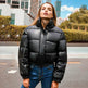 New Leather Puffer Cropped Jacket Warm Stand Collar Short Coat Y2K Cotton padded Jacket Women - EX-STOCK Canada