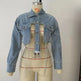 Short Frayed Denim Jacket Women Chain Fashion Style - EX-STOCK CANADA