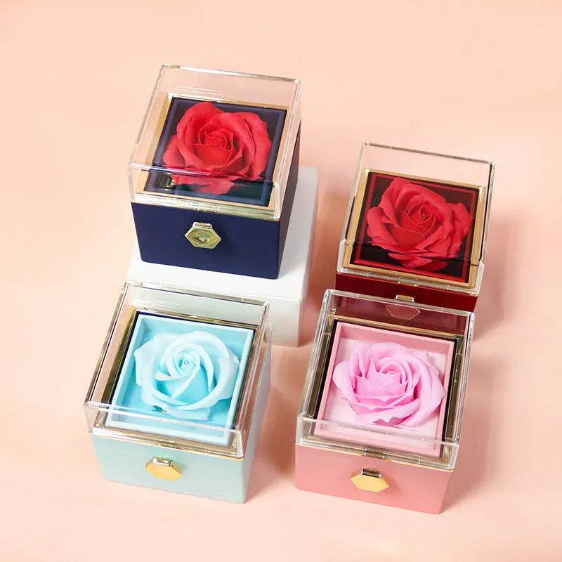Rotating Soap Flower Rose Gift Box Creative Rotating Rose Jewelry Packaging Box Valentine's Day Gift For Women - EX-STOCK Canada