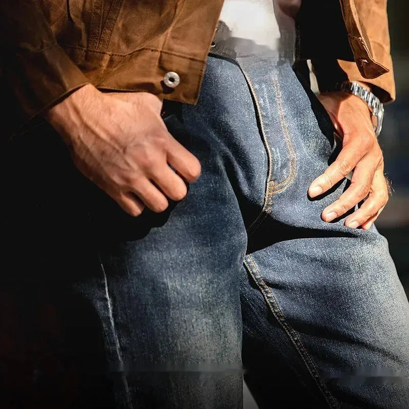Denim Cotton Men's Vintage Denim Washed Straight Jeans pant - EX-STOCK CANADA