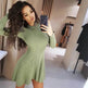 Autumn Winter Round neck Slim fit Mini Flared Sweater Dress - EX-STOCK Canada