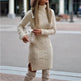 Autumn Winter Mini Slim fit Twist thick knitted Turtleneck sweater dress - EX-STOCK Canada