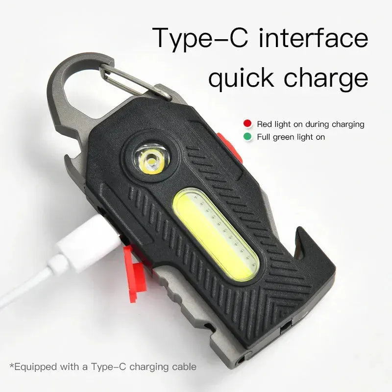 Multifunctional Charging Emergency Light Convenient Keychain Work Light COB High Bright Light Outdoor Camping LED Light - EX-STOCK CANADA
