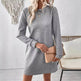 Casual Fashion Plain Round neck Long Sleeve Cashmere Mini Jumper Dress - EX-STOCK Canada