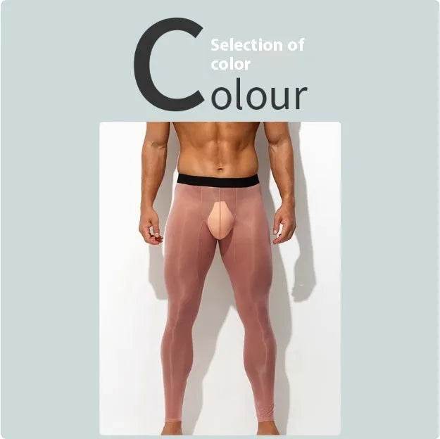 Men's Ultra thin Ice Silk Long John Skinny Flesh Nude Reflective Slim Leggings - EX-STOCK Canada