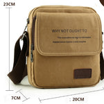 Brown crossbody bag with dimensions labeled on a white background