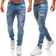 European And American Men's Denim Fabric Casual Frosted Zipper Design Jeans pant Men - EX-STOCK Canada