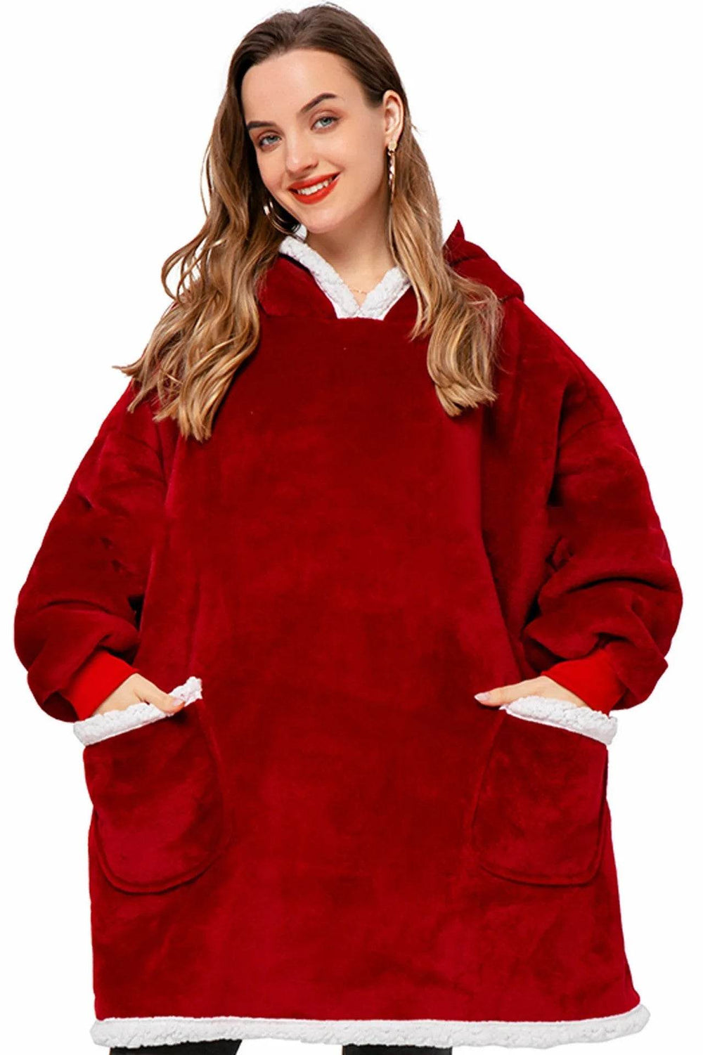 Fleece Oversized Hoodie Blanket Winter Warm Home Clothes Women Men Oversized Pullover With Pockets - EX-STOCK Canada